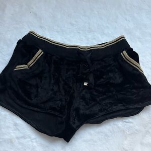 Roberto Cavalli Black Velvet Shorts with Gold Trim